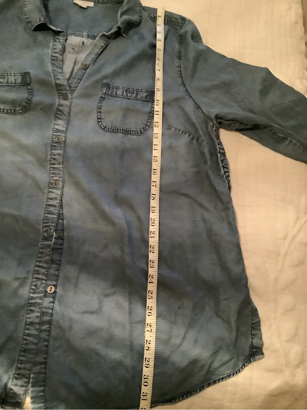 J. Jill Denim Button-Front Chambray Top in Faded Blue - Picture 11 of 11